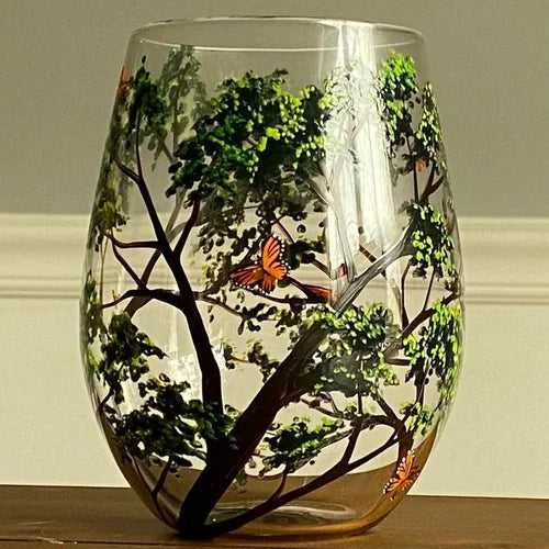 Wijnglazen Vier Jaargetijden – Handbeschilderd Boom-Design (Set)