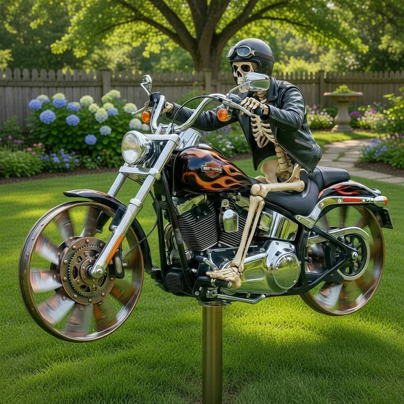 Windmolen voor Tuin - Motorrijder met Schedel - Draaibaar