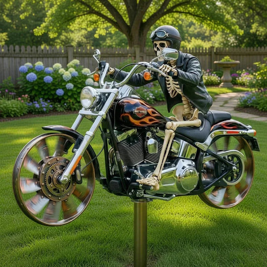 Windmolen voor Tuin - Motorrijder met Schedel - Draaibaar