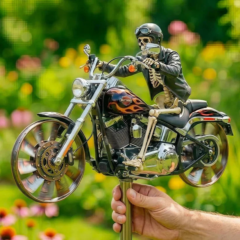 Windmolen voor Tuin - Motorrijder met Schedel - Draaibaar
