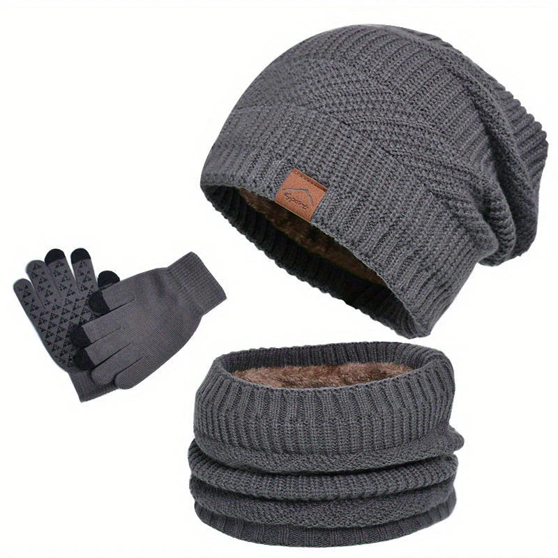 Winterset Heren 3-delig – Muts, Sjaal & Touchscreen Handschoenen