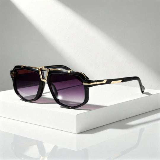 Zonnebril Aviator Oversized – Dubbele Brug met Gouden Detail