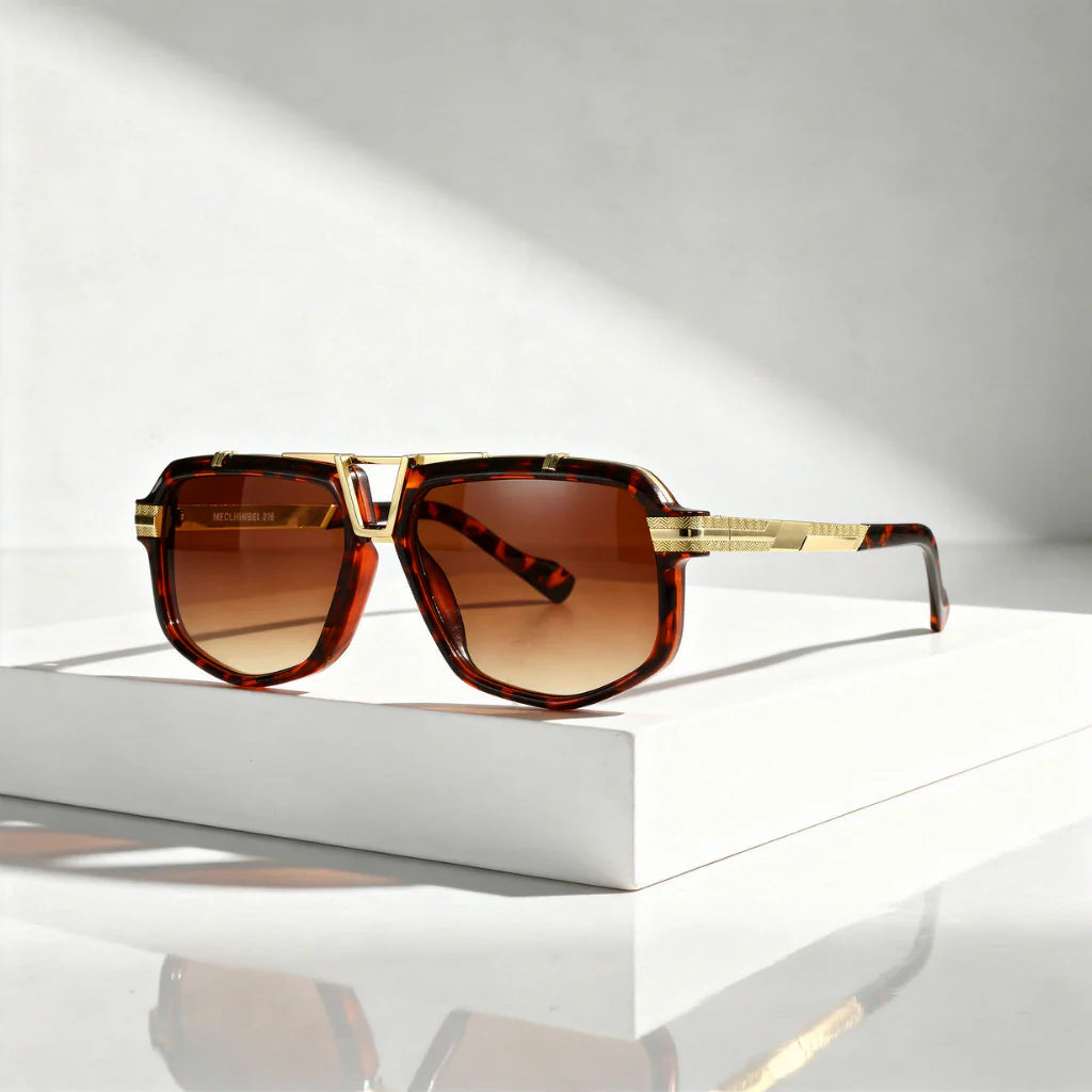 Zonnebril Aviator Oversized – Dubbele Brug met Gouden Detail