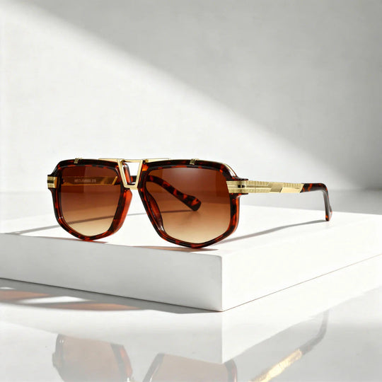 Zonnebril Aviator Oversized – Dubbele Brug met Gouden Detail