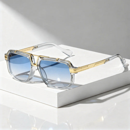 Zonnebril Aviator Oversized – Dubbele Brug met Gouden Detail