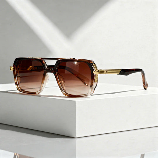 Zonnebril Aviator – Vierkant met Dubbele Brug & Metalen Tempels
