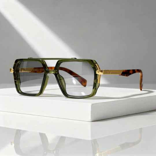 Zonnebril Aviator – Vierkant met Dubbele Brug & Metalen Tempels