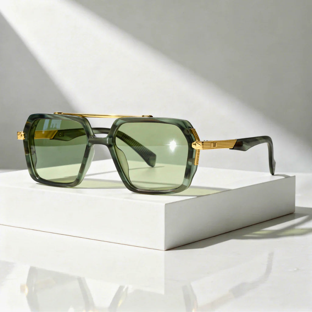 Zonnebril Aviator – Vierkant met Dubbele Brug & Metalen Tempels