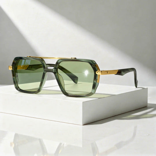 Zonnebril Aviator – Vierkant met Dubbele Brug & Metalen Tempels