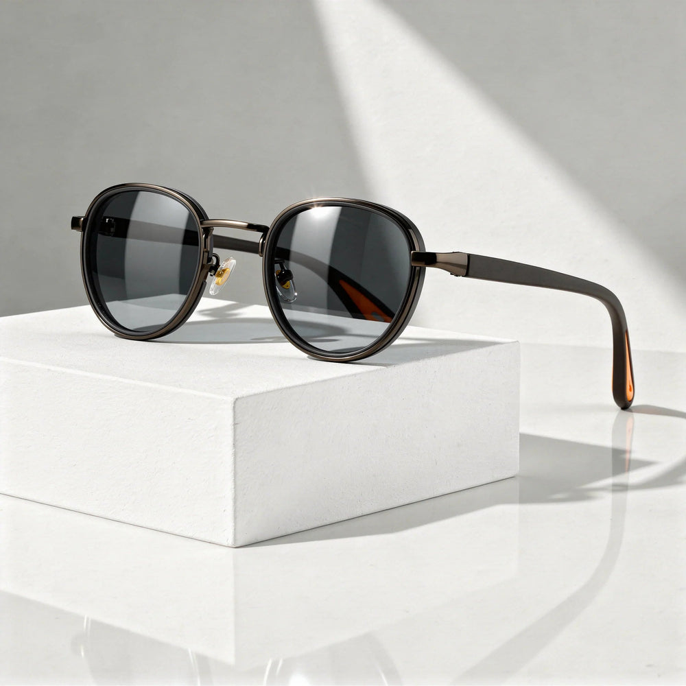 Zonnebril Rond Vintage – Metaal-Acetaat met UV-glazen