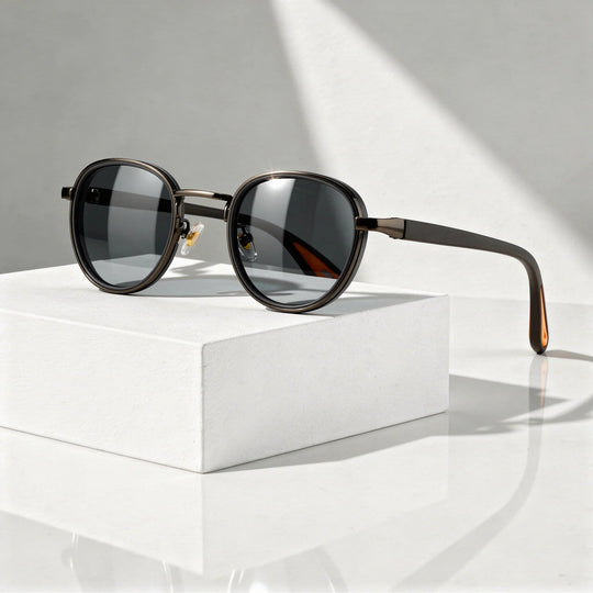 Zonnebril Rond Vintage – Metaal-Acetaat met UV-glazen