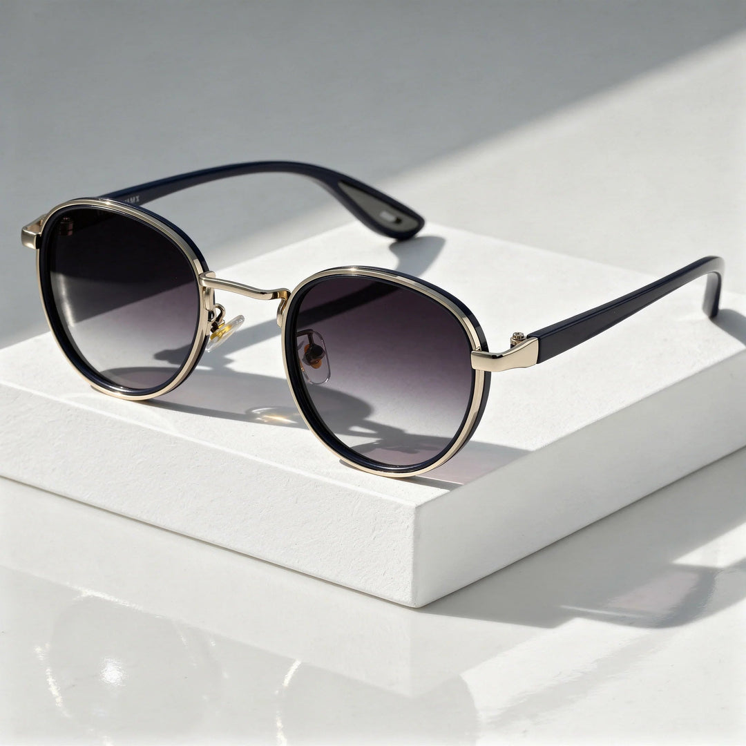 Zonnebril Rond Vintage – Metaal-Acetaat met UV-glazen