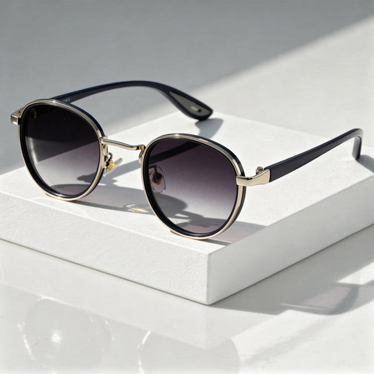 Zonnebril Rond Vintage – Metaal-Acetaat met UV-glazen