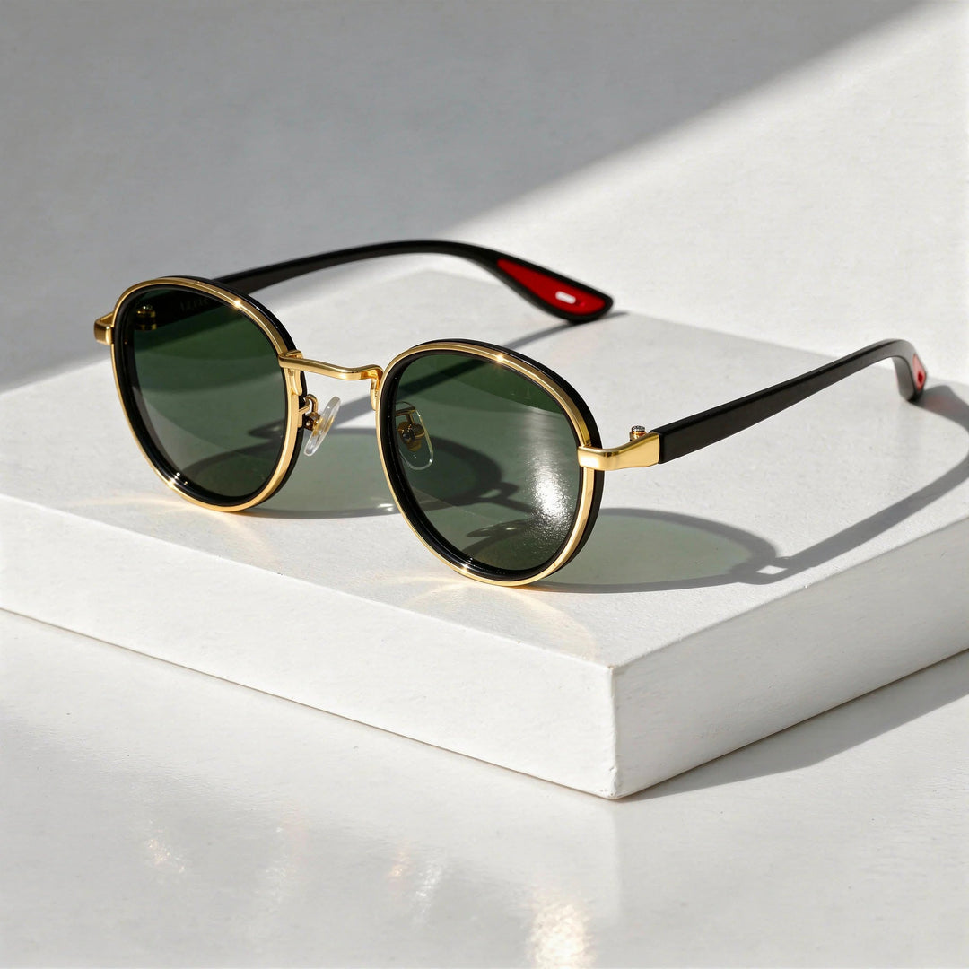 Zonnebril Rond Vintage – Metaal-Acetaat met UV-glazen